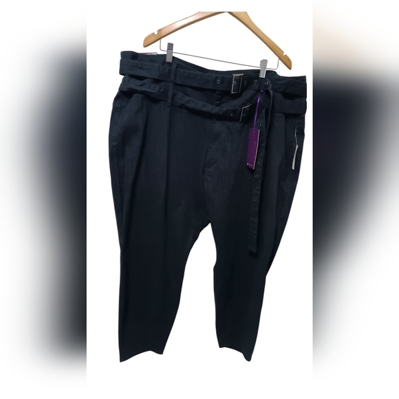 Black Dress Pants with Tapered Fit and Elastic Waistband - Picture 1 of 9